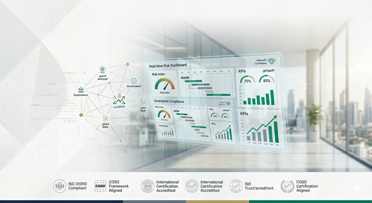لوحة مخاطر فورية ومؤشرات أداء متوافقة مع ISO 31000 و COSO